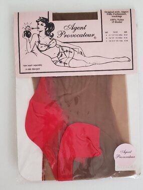 Agent Provocateur Seam & Heel Red Nude Stockings NWT Size A/Small